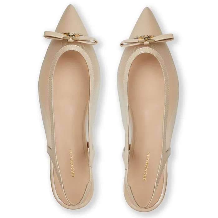 Women Bruno Magli Flats and Loafers PAMINA Slingback Flat SAND PATENT