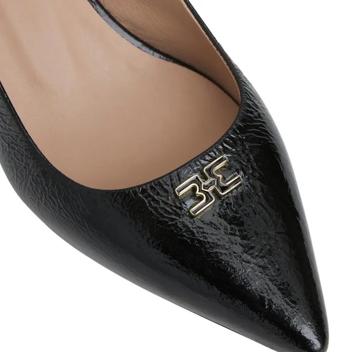 Women Bruno Magli Heels FIONA Slingback Pump BLACK CRINKLE PATENT