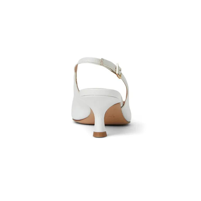 Women Bruno Magli Heels FIONA Slingback Pump WHITE CRINKLED PATENT