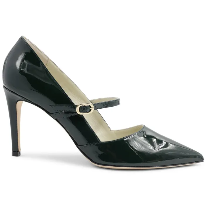Women Bruno Magli Heels Gemma MaryJane Leather Pump 8211 Emerald Patent