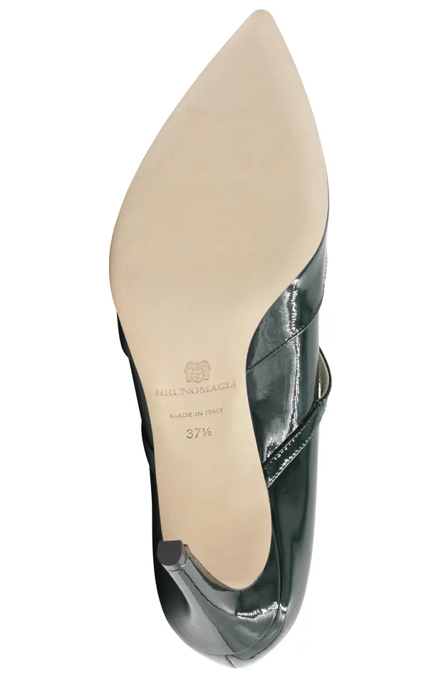 Women Bruno Magli Heels Gemma MaryJane Leather Pump 8211 Emerald Patent