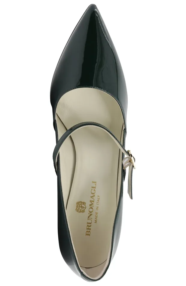 Women Bruno Magli Heels Gemma MaryJane Leather Pump 8211 Emerald Patent