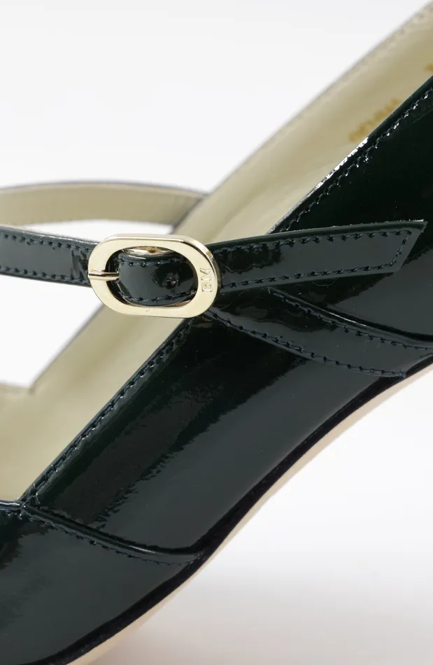Women Bruno Magli Heels Gemma MaryJane Leather Pump 8211 Emerald Patent