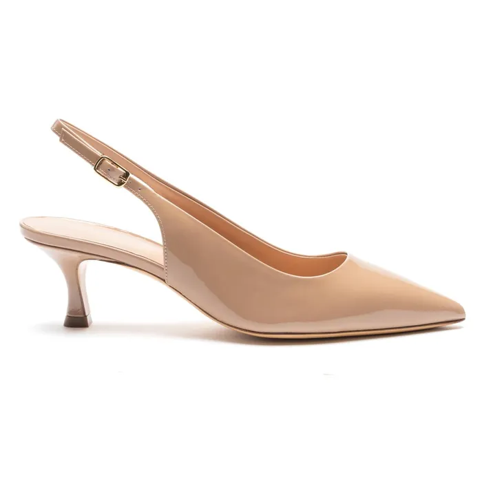 Women Bruno Magli Heels Palerma Slingback Pump Biscuit Patent