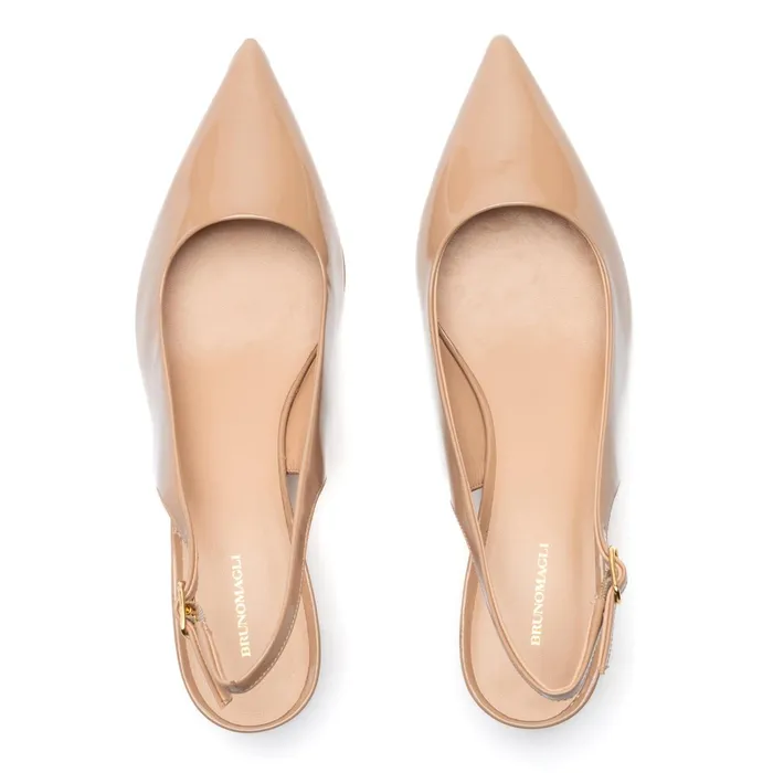 Women Bruno Magli Heels Palerma Slingback Pump Biscuit Patent