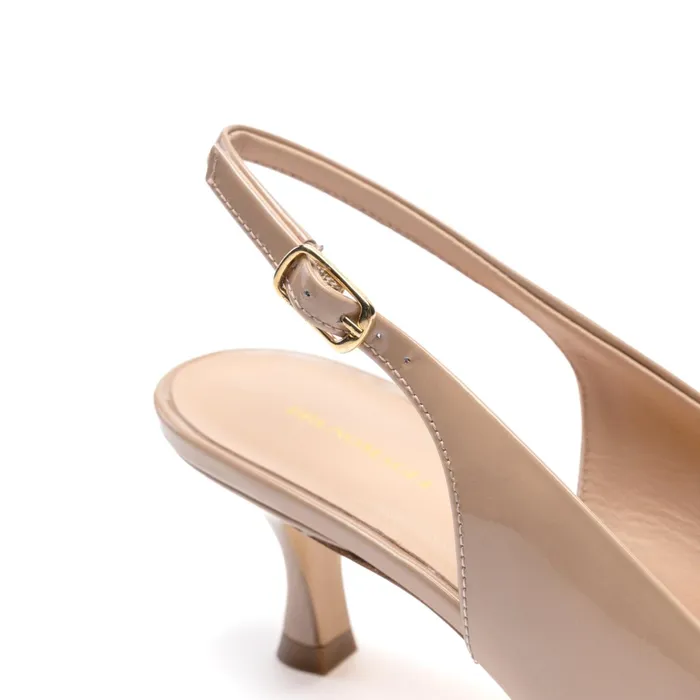 Women Bruno Magli Heels Palerma Slingback Pump Biscuit Patent