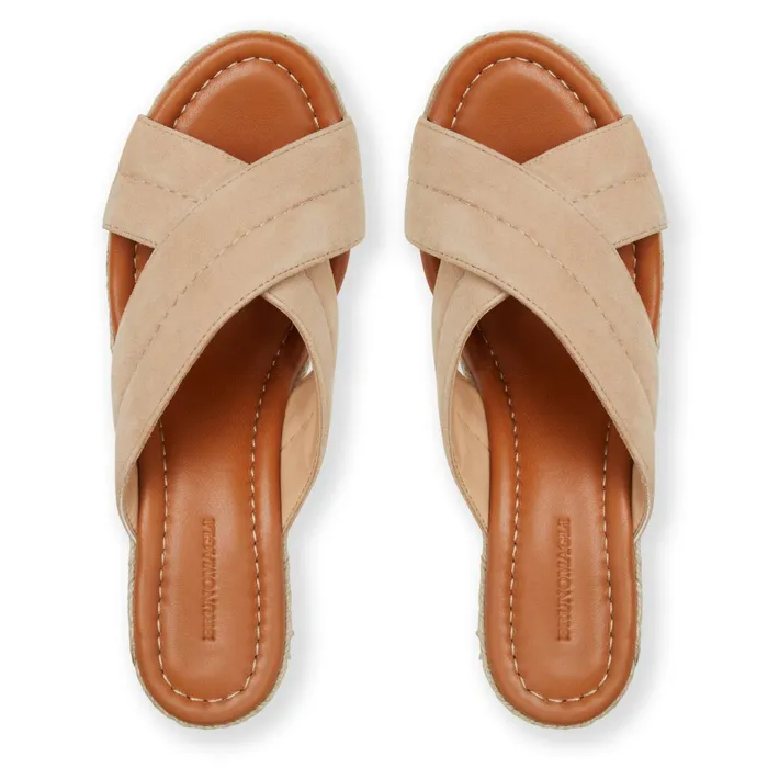 Women Bruno Magli Sandals and Slides EVA Wedge Heel SAND SUEDE