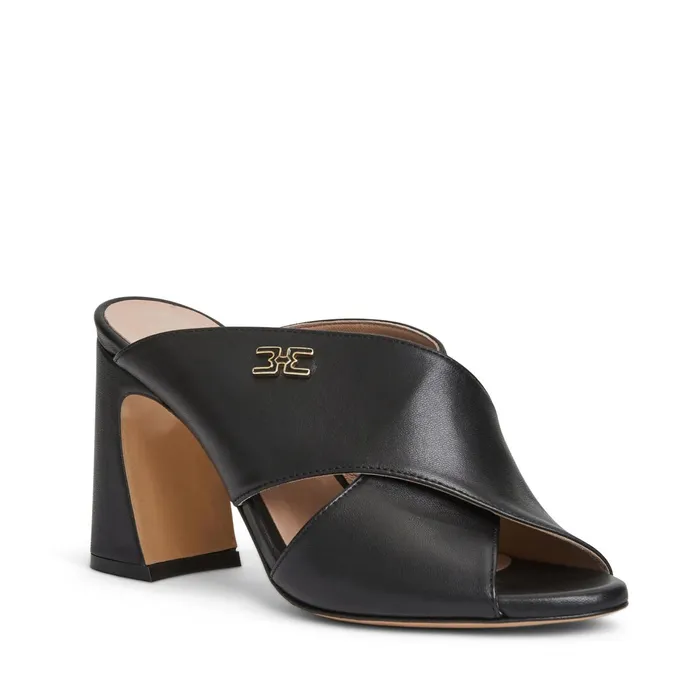 Women Bruno Magli Sandals and Slides FATIMA Cross Band Heel BLACK