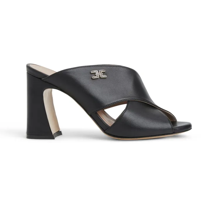 Women Bruno Magli Sandals and Slides FATIMA Cross Band Heel BLACK