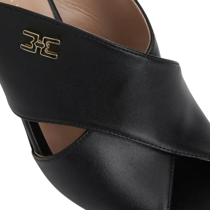 Women Bruno Magli Sandals and Slides FATIMA Cross Band Heel BLACK