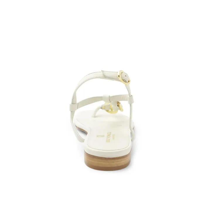 Women Bruno Magli Sandals and Slides Marina Leather Embellished Thong Sandal 8211 Off White