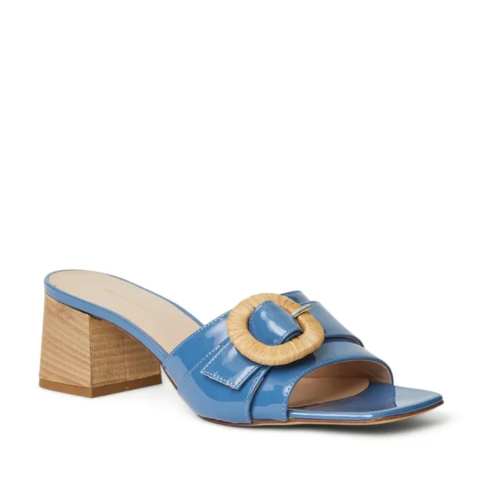Women Bruno Magli Sandals and Slides PAGE Single Band Sandal BLUE PATENT