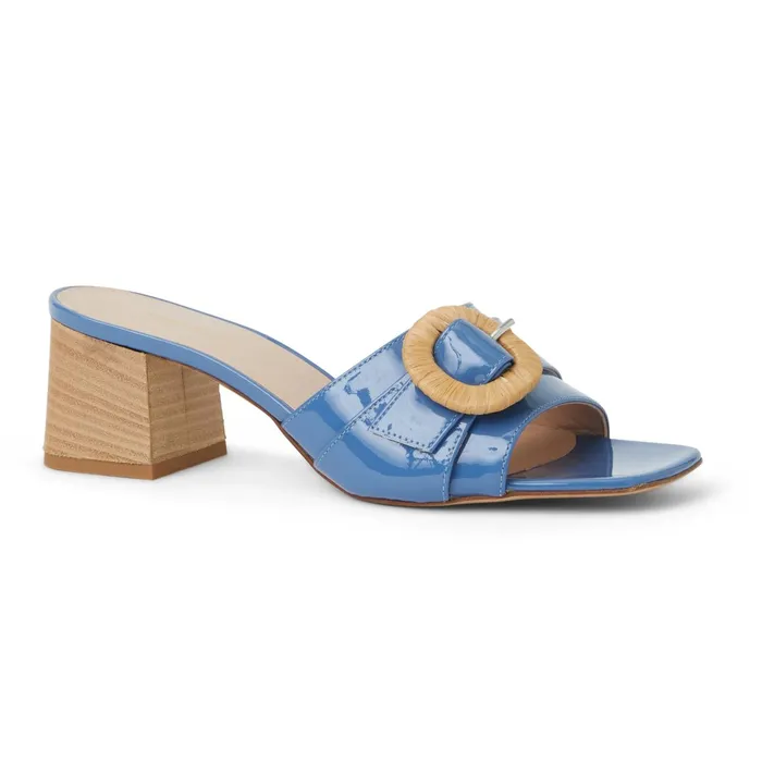 Women Bruno Magli Sandals and Slides PAGE Single Band Sandal BLUE PATENT