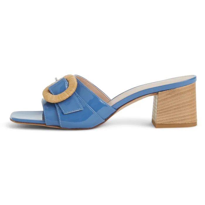 Women Bruno Magli Sandals and Slides PAGE Single Band Sandal BLUE PATENT