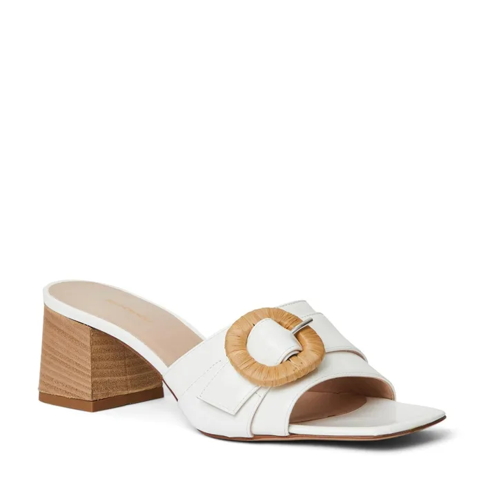 Women Bruno Magli Sandals and Slides PAGE Single Band Sandal WHITE PATENT