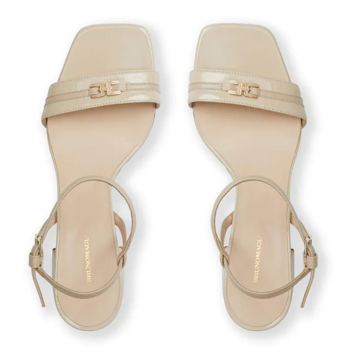 Women Bruno Magli Sandals and Slides PHOEBE Sandal BEIGE PATENT