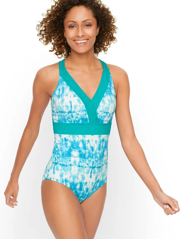 Women Cabana Life Talbots Cabana Life Tie Dye One Piece Aqua Splash Multi