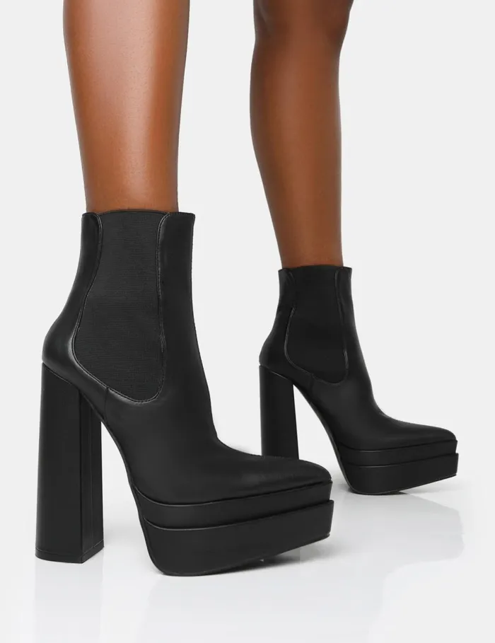 Women CADY BLACK PU Black Public Desire Ankle Boots