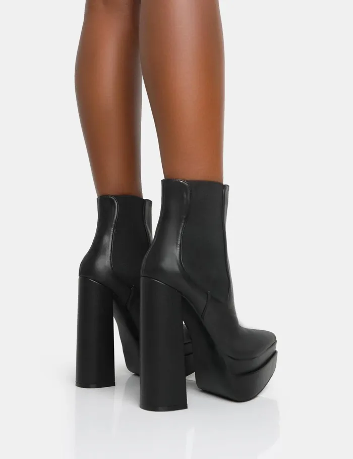 Women CADY BLACK PU Black Public Desire Ankle Boots
