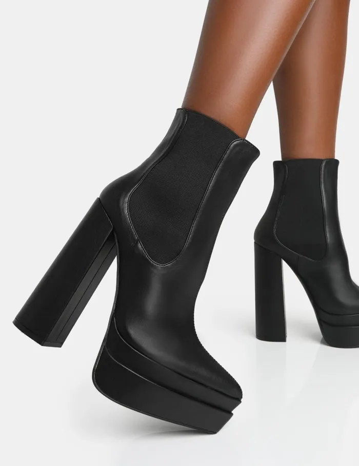 Women CADY BLACK PU Black Public Desire Ankle Boots