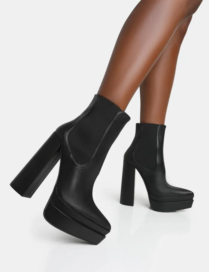 Women CADY BLACK PU Black Public Desire Ankle Boots