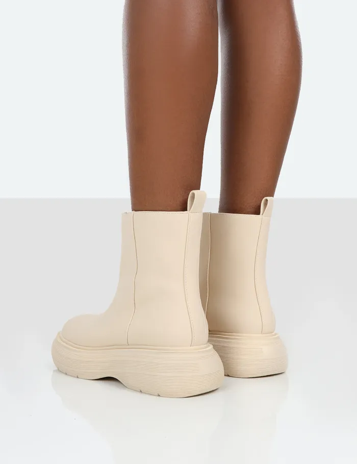 Women Caia Nude Chunky Sole Ankle Boot Neutral Public Desire Ankle Boots