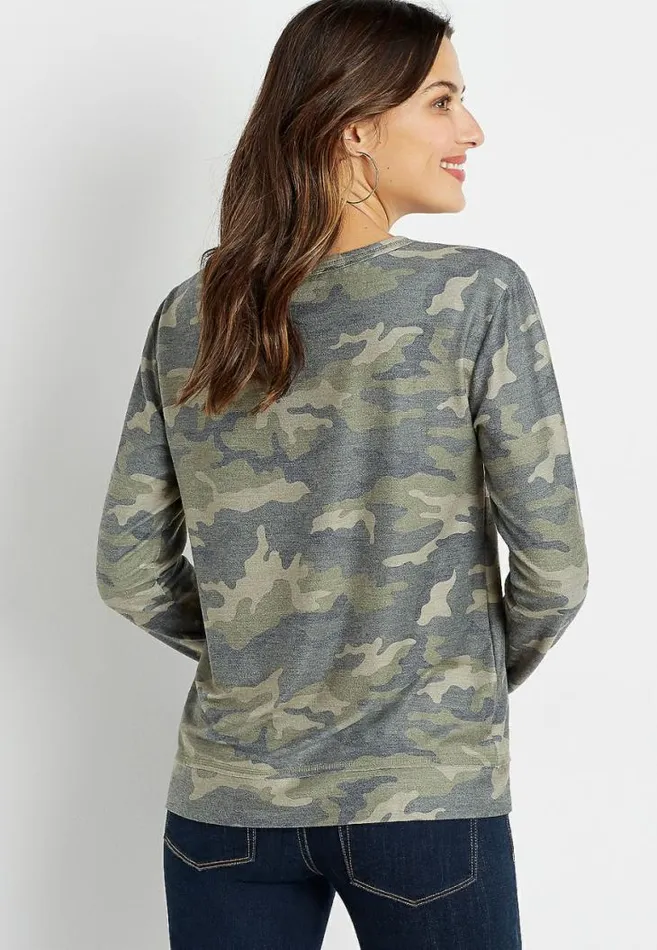 Women Camo Stripe Sweatshirt Maurices Tops