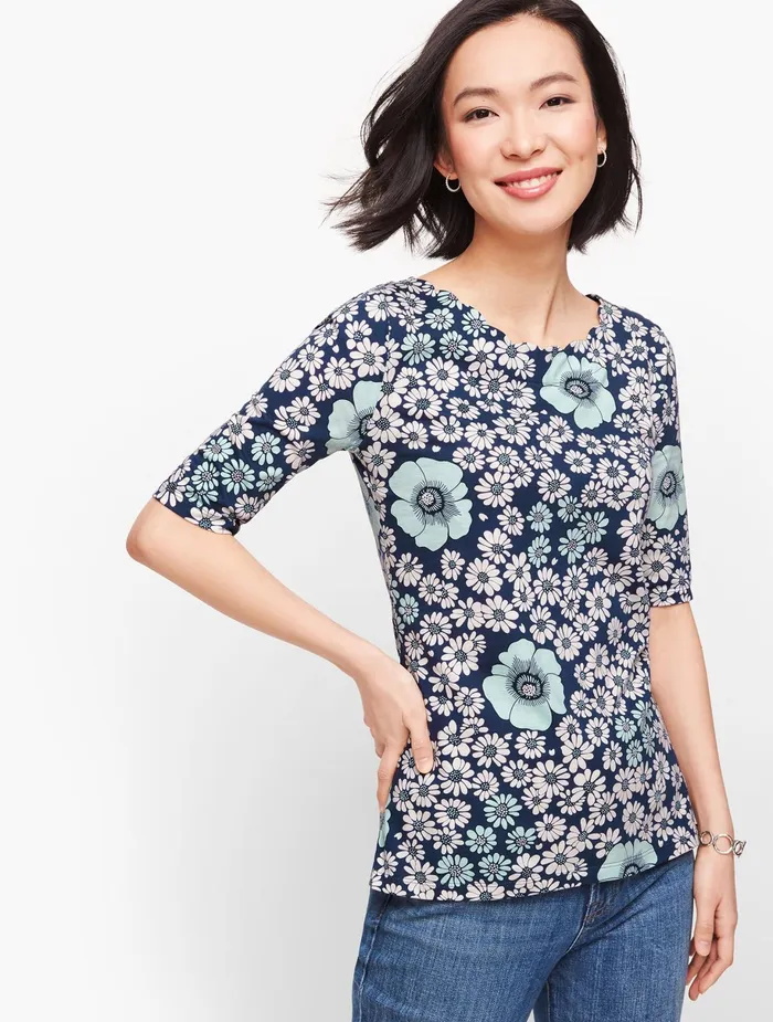 Women Cap And Short Sleeve Talbots Scallop Tee India Inkivory