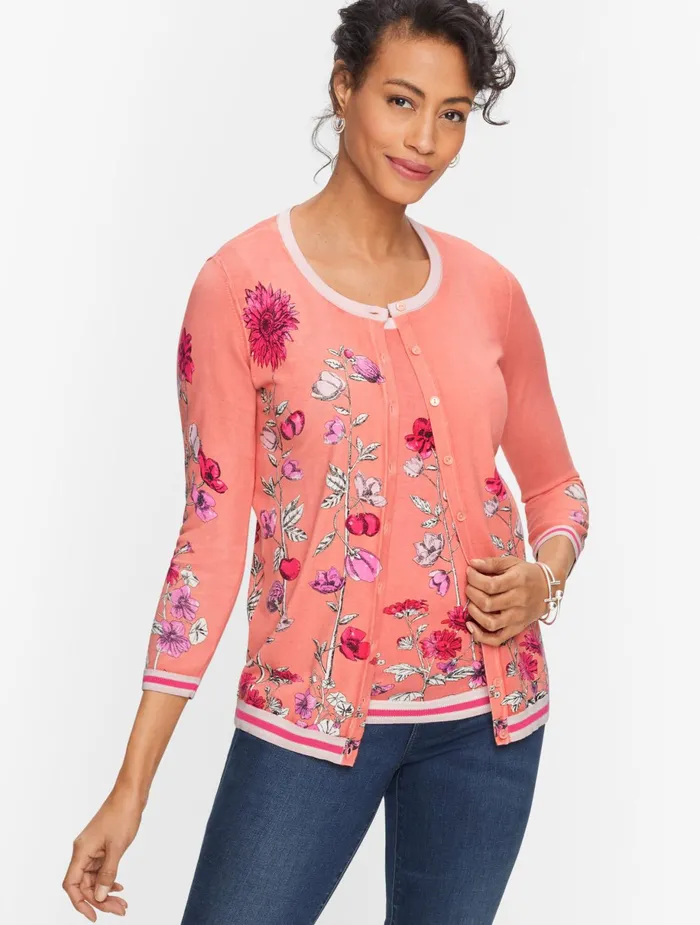 Women Cardigans And Jackets Talbots Charming Cardigan Peachy Pink Multi
