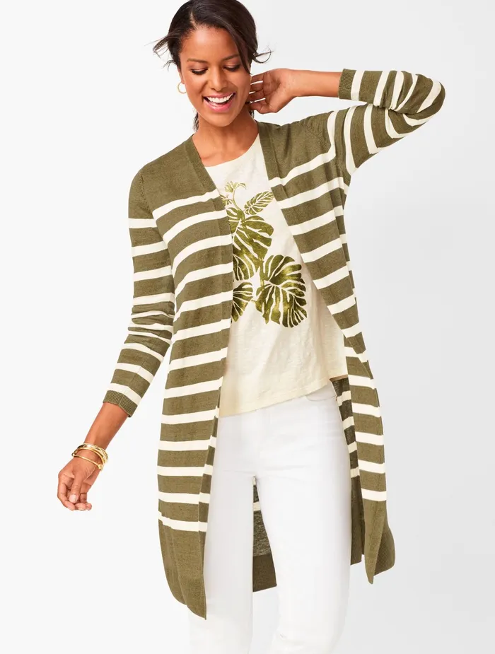 Women Cardigans And Jackets Talbots Lightweight Duster Bay Leafivory