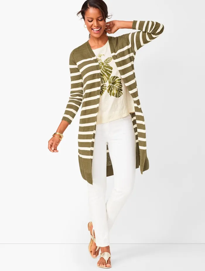 Women Cardigans And Jackets Talbots Lightweight Duster Bay Leafivory