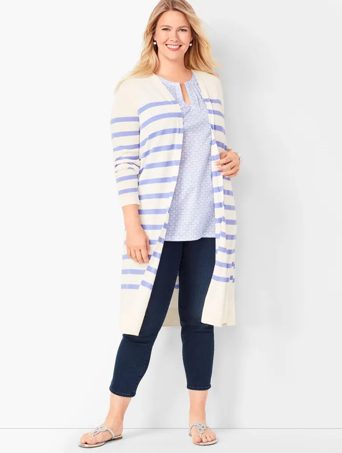 Women Cardigans And Jackets Talbots Lightweight Duster Bay Leafivory