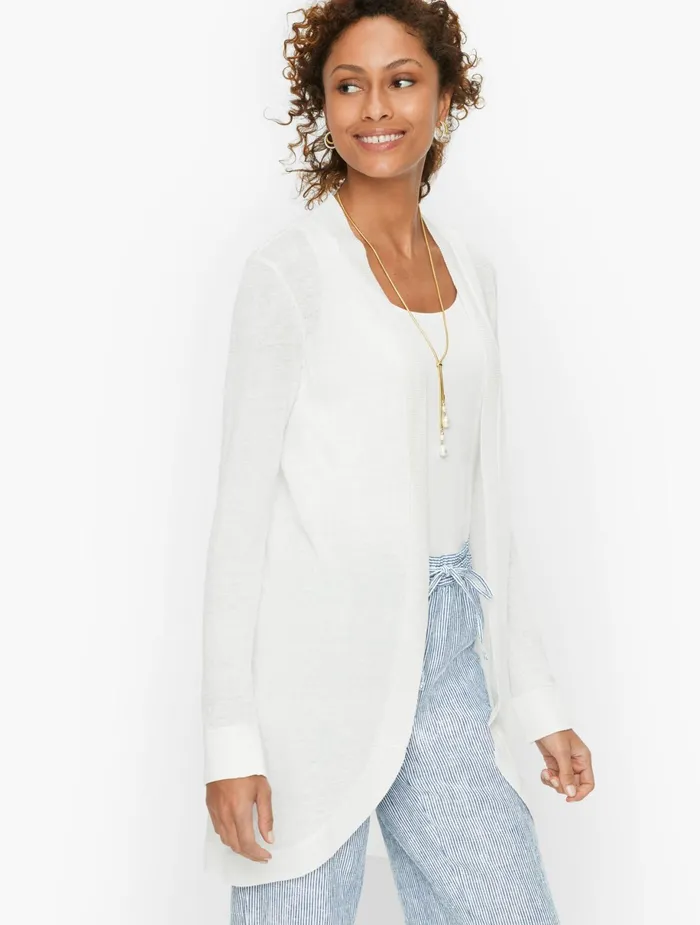 Women Cardigans And Jackets Talbots Linen Open Cardigan Rich Flax