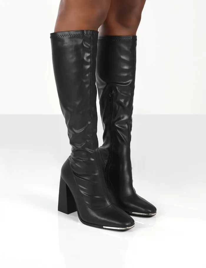 Women Caryn Black Wide Fit Knee High Heeled Boot Black Public Desire Wide Fit Boots Women Caryn Black Wide Fit Knee High Heeled Boot Black Public Desire Wide Fit Boots