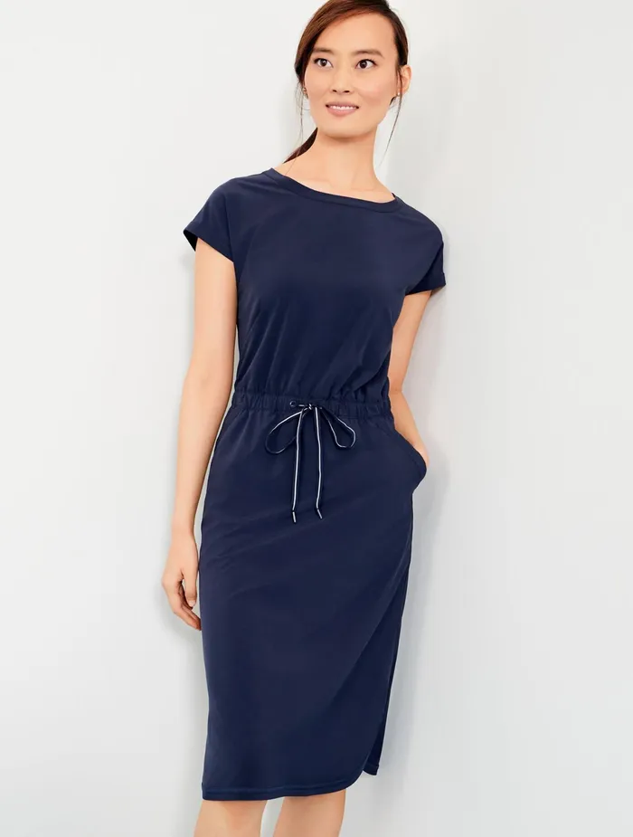 Women Casual Talbots Lightweight Stretch Midi Dress Indigo Blue