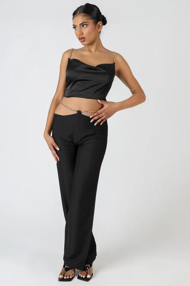 Women Chain Detail Trouser Black Kaiia Black Public Desire Trousers