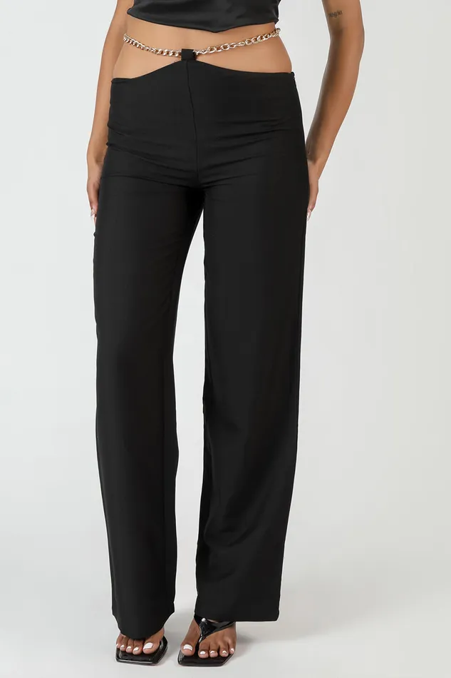 Women Chain Detail Trouser Black Kaiia Black Public Desire Trousers
