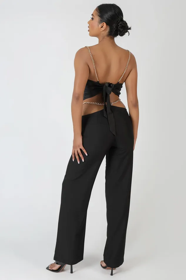 Women Chain Detail Trouser Black Kaiia Black Public Desire Trousers