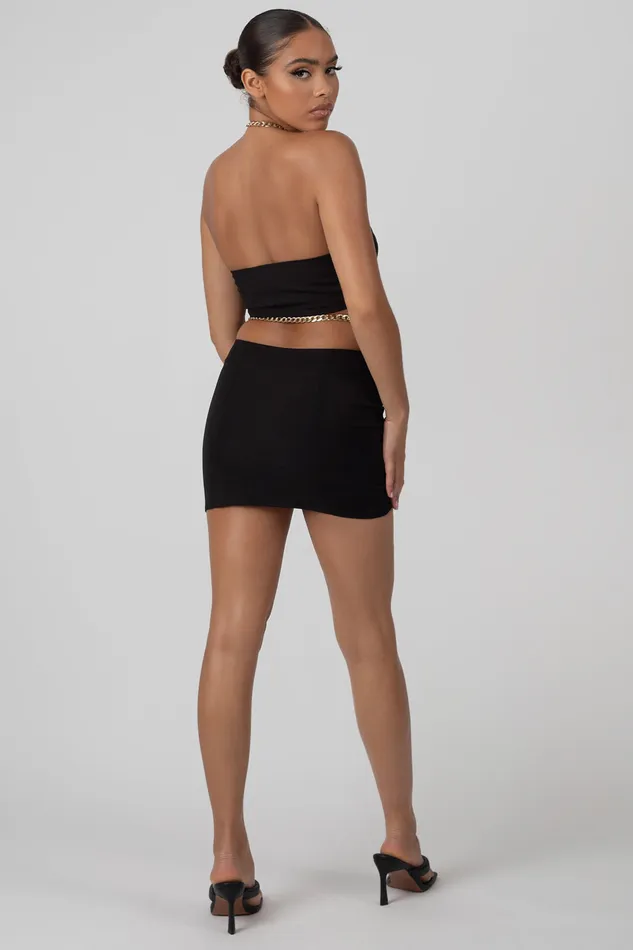 Women Chain Waist Mini Skirt Black Kaiia Black Public Desire Two Piece Sets