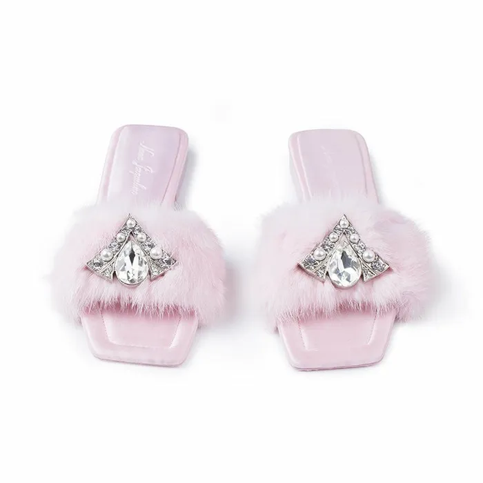 Women Chantal Fur Sandals Nana Jacqueline Shoes