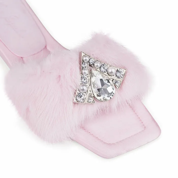 Women Chantal Fur Sandals Nana Jacqueline Shoes