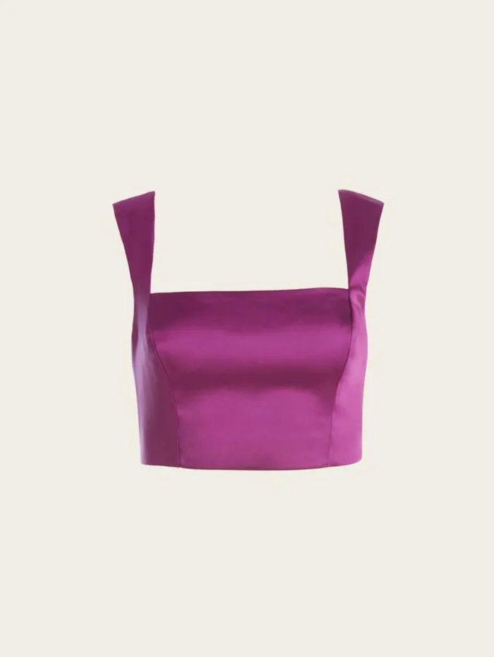 Women Chaya Satin Top Violet Flower Marciano Tops And Sweaters