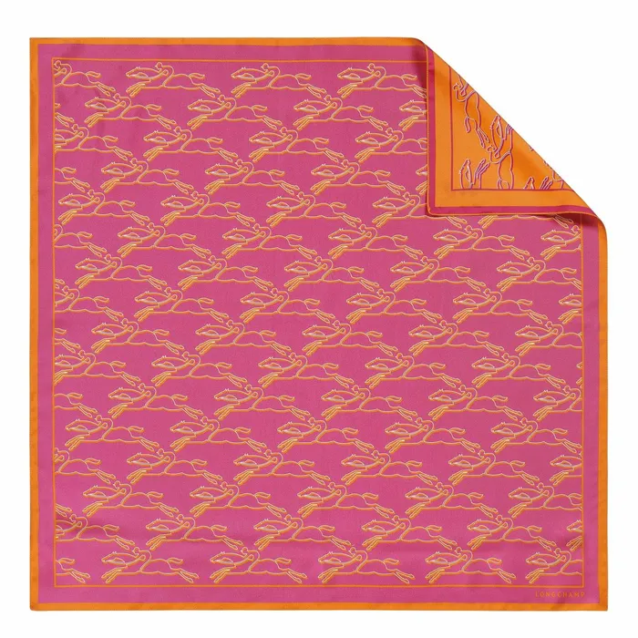 Women Chevaux Recto Verso Silk Scarf 70 Hydrangea Longchamp Silk Scarves