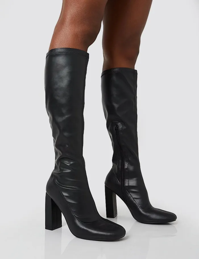 Women Christina Wide Fit Block Heel Long Boots Black Public Desire Wide Fit Block Heels Women Christina Wide Fit Block Heel Long Boots Black Public Desire Wide Fit Block Heels