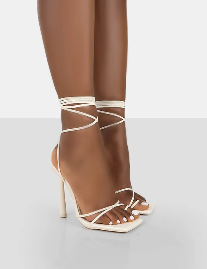 Women Ci Ci Ecru Pu Square Toe Lace Up Stiletto Heels Ecru Public Desire Races Women Ci Ci Ecru Pu Square Toe Lace Up Stiletto Heels Ecru Public Desire Races