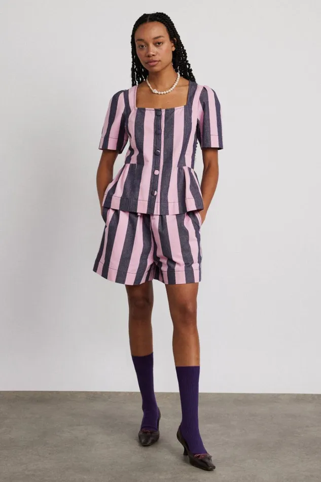 Women Coords Damson Madder Rafe Shorts 8211 Blue Pink Stripe