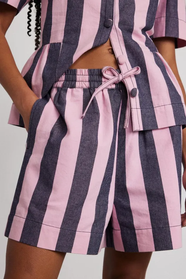 Women Coords Damson Madder Rafe Shorts 8211 Blue Pink Stripe