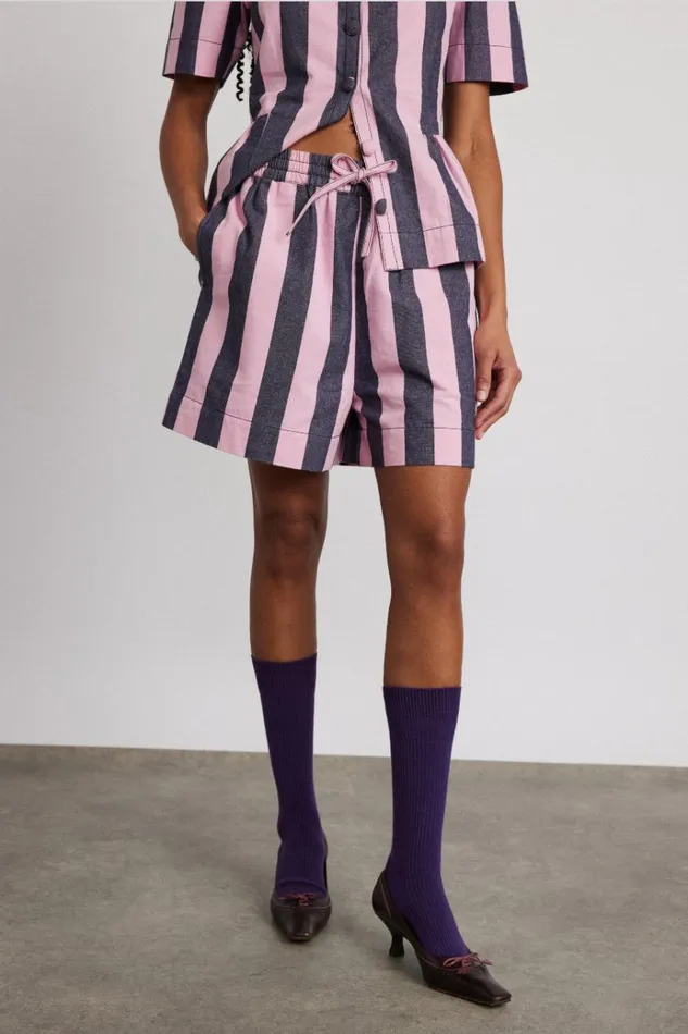 Women Coords Damson Madder Rafe Shorts 8211 Blue Pink Stripe