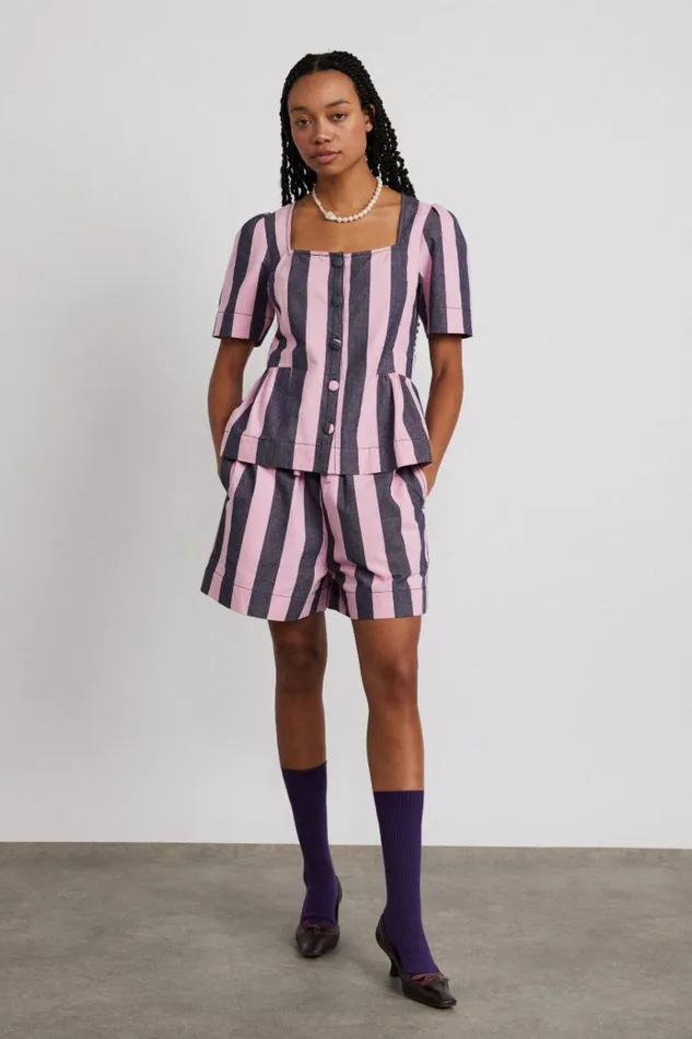 Women Coords Damson Madder Rafe Shorts 8211 Blue Pink Stripe