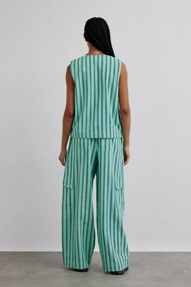 Women Coords Damson Madder Sydney Coastal Cargo Pants 8211 Mint Stripe